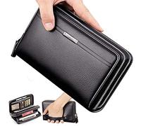 Herren-Geldbörse, lang, Leder, Clutch, groß, Business-Handtasche, Handy-Kartenhalter, Geschenk für Männer, Vater, Sohn, Ehemann, Freund, Schwarz, L, Classic