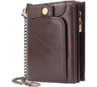 Herren Geldbörse RFID Schutz Echtes Leder mit Kette Münzfach 14
