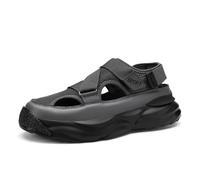 Herren Geschlossene Zehen Plateausandalen Atmungsaktives Netz Sportliche Wanderschuhe Verstellbarer Riemen Sommer Freizeitschuhe Rutschfeste Dicke Sohle Übergröße Sneaker(Gray,44 EU)