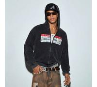 Herren gewaschener Hoodie mit Reißverschluss und Drop-Shoulder, Lässig, Herbst/Herbst/Winter