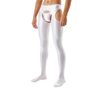 Herren Glänzende Leggings Nylon Öl Glanz Strumpfhose Offener Schritt Unterwäsche Lange Unterhose Feinstrumpfhose Hohe Taille Leggings Ouvert Glatte Nylon Strumpfhose Strapse