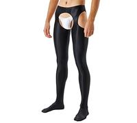 Herren Glänzende Leggings Nylon Öl Glanz Strumpfhose Offener Schritt Unterwäsche Lange Unterhose Feinstrumpfhose Hohe Taille Leggings Ouvert Glatte Nylon Strumpfhose Strapse