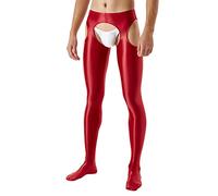 Herren Glänzende Leggings Nylon Öl Glanz Strumpfhose Offener Schritt Unterwäsche Lange Unterhose Feinstrumpfhose Hohe Taille Leggings Ouvert Glatte Nylon Strumpfhose Strapse