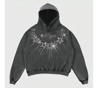 Herren Glitzer Buchstaben & Stern Diamant gewaschener Vintage Hoodie, Herbst