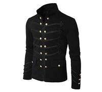 Herren Gothic Frack Steampunk Jacke Vintage Mantel Herbst und Winter Warme, weiche Manteljacken Lässige, warme, Zweireihige, mittellange Windjacke Viktorianischen Punk Kleidung Winterjacke Trenchcoat