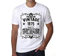 Herren Grafik T-Shirt - All Original Parts Aged to Perfection 1975 - Geschenk 49. Geburtstag Jahrestag 49 Jahre Jubiläum 49 Jährige Mann Jahrgang 1975 Kurzarm Lustige Druck Weiss XL