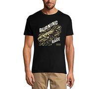 Herren Grafik T-Shirt Brennende Wut - T-Rex-Dinosaurier - Burning Rage - T-Rex Dinosaur - Öko-Verantwortlich Vintage Jahrgang Kurzarm Lustige Druck Geburtstag Geschenk Mann Dunkelschwarz 5XL