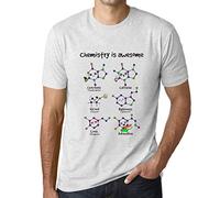 Herren Grafik T-Shirt Chemie ist großartig - Chemistry is Awesome - Öko-Verantwortlich Vintage Jahrgang Kurzarm Lustige Druck Geburtstag Geschenk Mann Altweiß M