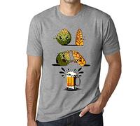 Herren Grafik T-Shirt Design Fusionsbier - Design Fusion Beer - Öko-Verantwortlich Vintage Jahrgang Kurzarm Lustige Druck Geburtstag Geschenk Mann Grau Meliert 4XL