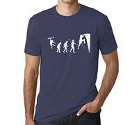 Herren Grafik T-Shirt Entwicklung des Kletterns - Climbing Evolution - Öko-Verantwortlich Vintage Jahrgang Kurzarm Lustige Druck Geburtstag Geschenk Mann Denim S