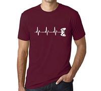 Herren Grafik T-Shirt Gamer Controller Herzschlag lustig Gaming - Gamer Controller Heartbeat Funny Gaming - Öko-Verantwortlich Vintage Jahrgang Kurzarm Lustige Druck Geburtstag Geschenk Mann Burgun