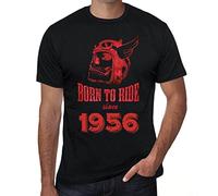 Herren Grafik T-Shirt Geboren um zu Fahren seit 1956 - Born to Ride 1956 - Geschenk 69. Geburtstag Jahrestag 69 Jahre Jubiläum 69 Jährige Mann Jahrgang 1956 Kurzarm Lustige Druck