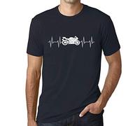 Herren Grafik T-Shirt Herzschlag eines Motorrads - Motorcycle Heartbeat - Öko-Verantwortlich Vintage Jahrgang Kurzarm Lustige Druck Geburtstag Geschenk Mann Dunkelblau M