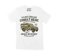 Herren Grafik T-Shirt Kampfsanitäter - Sanitätsdienst der US-Armee - Combat Medic - Us Army Ambulance - Öko-Verantwortlich Vintage Jahrgang Kurzarm Lustige Druck Geburtstag Geschenk Mann Weiss 3XL
