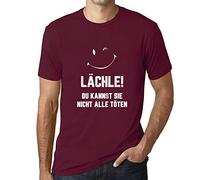 Herren Grafik T-Shirt Lächle Du Kannst Sie Nicht Alle Töten Öko-Verantwortlich Vintage Jahrgang Kurzarm Lustige Druck Geburtstag Geschenk Mann Burgund XL
