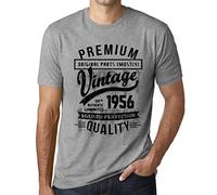 Herren Grafik T-Shirt - Original Parts (Mostly) Aged to Perfection 1956 - Geschenk 70. Geburtstag Jahrestag 70 Jahre Jubiläum 70 Jährige Mann Jahrgang 1956 Kurzarm Lustige Druck Grau Meliert L