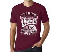 Herren Grafik T-Shirt - Original Parts (Mostly) Aged to Perfection 1956 - Geschenk 70. Geburtstag Jahrestag 70 Jahre Jubiläum 70 Jährige Mann Jahrgang 1956 Kurzarm Lustige Druck Burgund XXL