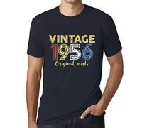 Herren Grafik T-Shirt - Original Parts (Mostly) Aged to Perfection 1956 - Geschenk 70. Geburtstag Jahrestag 70 Jahre Jubiläum 70 Jährige Mann Jahrgang 1956 Kurzarm Lustige Druck Dunkelblau XXL