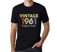 Herren Grafik T-Shirt - Original Parts (Mostly) Aged to Perfection 1961 - Geschenk 65. Geburtstag Jahrestag 65 Jahre Jubiläum 65 Jährige Mann Jahrgang 1961 Kurzarm Lustige Druck Dunkelschwarz XL