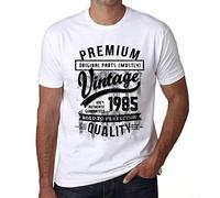Herren Grafik T-Shirt - Original Parts (Mostly) Aged to Perfection 1985 - Geschenk 41. Geburtstag Jahrestag 41 Jahre Jubiläum 41 Jährige Mann Jahrgang 1985 Kurzarm Lustige Druck Weiss XL