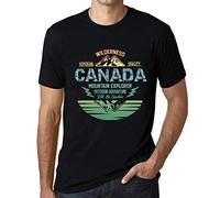Herren Grafik T-Shirt - Outdoor Adventure, Wilderness, Mountain Explorer Canada - Öko-Verantwortlich Vintage Jahrgang Kurzarm Lustige Druck Geburtstag Geschenk Mann Dunkelschwarz XXL