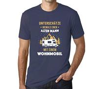 Herren Grafik T-Shirt Unterschätze Niemals Wohnmobil Öko-Verantwortlich Vintage Jahrgang Kurzarm Lustige Druck Geburtstag Geschenk Mann Denim XL