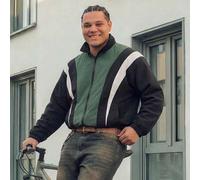 Herren Große Größen Farbblock Trenchcoat in Schwarz, Grün und Weiß