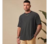 Herren Große Größen Nadelstreifen Muster Schönes Business Lässig Kurzarm T-Shirt, Zum Ausgehen, Sommer, Schule, Urlaub, Vatertagsgeschenke, Fußball