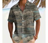 Herren Große Größen Vintage Geometrische Textur Abstrakte Kunst 3D Digital Bedrucktes Kurzarm-Hemd mit Knopfleiste