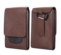 Herren Gürteltasche Handy Klein, Vertikal Handy Gürteltasche Braun, 7.2" PU Leder Handy Tasche mit Kartenfach Universal Handytasche mit Geldbörse Leder Hüfttasche Handy Halterung mit Karabinerhaken