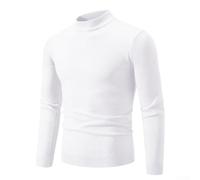 Herren halber Rollkragenpullover für schmale Passform, lässiger Pullover, Strickwaren, warmes dehnbares Oberteil für Herbst und Winter, Dunkelblau (2XL Weiß)