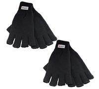 Herren-Handschuhe, Thermo-Strick, fingerlos, Thinsulate-Fleece, gefüttert, 1 oder 2 Stück, Schwarz , M/L