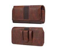 Herren Handy Gürteltasche Leder Braun, Kleine Handy Bauchtasche, Universal Multifunktional Leder Gürteltasche Herren Hüfttasche Handytasche Brieftasche Geldbeutel für Handy und Kleine Tablette