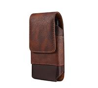 Herren Handy Gürteltasche Leder Braun, Universal Männer Handytasche Bauchtasche Handy Gürtelholster Smartphone Gürtel Schutzhülle Portemonnaie Vertikal Handy Tasche mit Gürtelschlaufe Kartenhalter