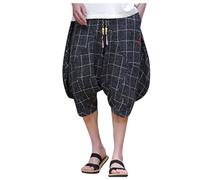 Herren Haremshose Chinesischen Stil Kariert Outdoorhose Mittelalterliche Hose Vintage Pumphose Baggy Sporthosen Hip Hop Sweathose Japanischer Stil Skateboard Hosen Gotisch Haremshosen