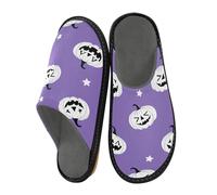 Herren Hausschuhe Kürbis Stern Muster Warm Fuzzy Hausschuhe für Frauen rutschfeste Indoor/Outdoor Sohlen, Kürbis-Sternmuster, 45/45.5 EU