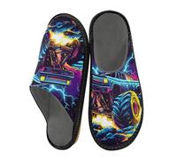 Herren Hausschuhe Monster Truck Lightning Warm Fuzzy House Slippers für Frauen Rutschfeste Indoor/Outdoor Sohlen, Monster Truck Lightning, 38.5/39 EU