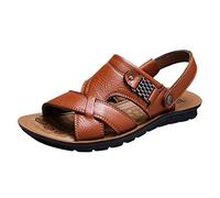 Herren-Hausschuhe, Sandalen, Schuhe, Outdoor, Herrenschuhe, atmungsaktiv, Strandpantoffeln, Leder, modische Slides, Sandalen, Herrensandalen, Ledersandalen für Herren, drinnen, khaki, 42 2/3 EU