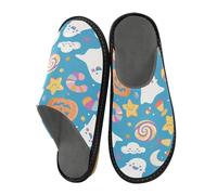 Herren Hausschuhe Sterne Wolken Geist Kürbis Muster Warm Fuzzy Haus Hausschuhe für Frauen rutschfeste Indoor/Outdoor Sohlen, Sterne, Wolken, Geist, Kürbismuster, 45/45.5 EU