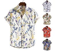 Herren Hawaiihemd Floral Casual Kurzarm Sommerhemden Hawaii Beach Print Hemd für den Urlaub Strand Sommer Herrenhemden Freizeithemde