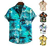 Herren Hawaiihemd Kurzarm Freizeit Hawaii Hemd Print Ananas Palmen Blumen Lässig Urlaub Hawaii-Shirt Strand Beach Sommer Herrenhemden Freizeithemde