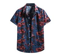 Herren Hawaiihemd Strandhemd, Hemden Kurzarm Hawaii, Blumenhemd Funky Mehrfarbig Bedrucktes Hemd Urlaub Hemd Reise Shirt Hawaii Beach Print Hemd, Slim Fit Freizeithemden für den Urlaub