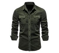 Herren-Hemd, Corduroy-Arbeitshemd, schlanke Passform, Langarm, Knopfleiste, Hemd mit Tasche, atmungsaktives taktisches Hemd, formelles, dehnbares, knitterfreies, lässiges Oberteil für Frühlingsreisen