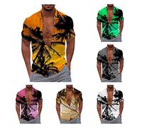 Herren Hemd Henley Hawaiihemd Kurzarm Sommerhemd, Coconut Druck Hemd Hawaii, Sportliches Hemd Herren, Ethno Hemd Herren,Coole Hemden Für Männer, Anzug Hemd Herren