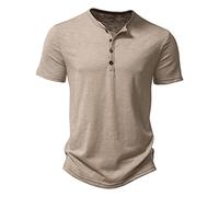 Herren Hemd Henley Shirt Kurzarm Männer Freizeithemd Vintage Casual Leicht Baumwolle Slim Fit V Ausschnitt T-Shirt Sommer Oberteile Einfarbig Mode Basic Herren Slim Fit Tshirt
