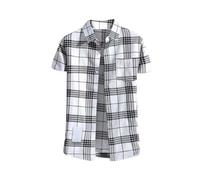 Herren Hemd Kariertes Flanellhemd Freizeithemd Regular Fit Kurzarm Karohemd Leichte Dünne Sommerhemd Atmungsaktives Kurzarmshirt HolzfäLler Oberteil Casual Shirt mit Brusttasche