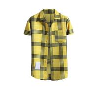 Herren Hemd Kariertes Flanellhemd Freizeithemd Regular Fit Kurzarm Karohemd Leichte Dünne Sommerhemd Atmungsaktives Kurzarmshirt HolzfäLler Oberteil Casual Shirt mit Brusttasche