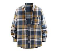 Herren Hemd Kariertes Freizeithemd Normale Passform Lange Ärmel Bügelfrei Regular Fit Hemd Langarm Casual Hemd aus Oxford Button Down Hemd Faltenfrei Freizeithemd mit Tasche