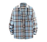 Herren Hemd Kariertes Freizeithemd Normale Passform Lange Ärmel Bügelfrei Regular Fit Hemd Langarm Casual Hemd aus Oxford Button Down Hemd Faltenfrei Freizeithemd mit Tasche