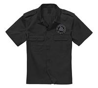 Herren Hemd Kurzarm Pilotenhemd Wotansknoten Kreis GRAU Germanen Runen Walhalla